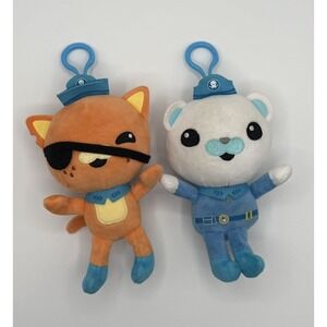 Octonauts Kwazii & Captain Barnacles Plush Keychain LOT Orange Cat Polar Bear